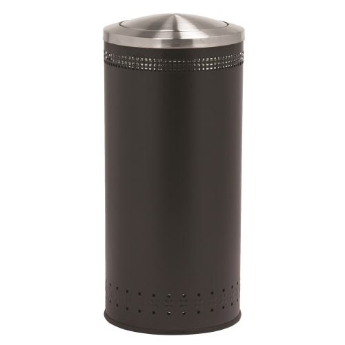 Commercial Zone Precision Series 25 Gallon Imprinted Trash Container, Swivel Lid, Black